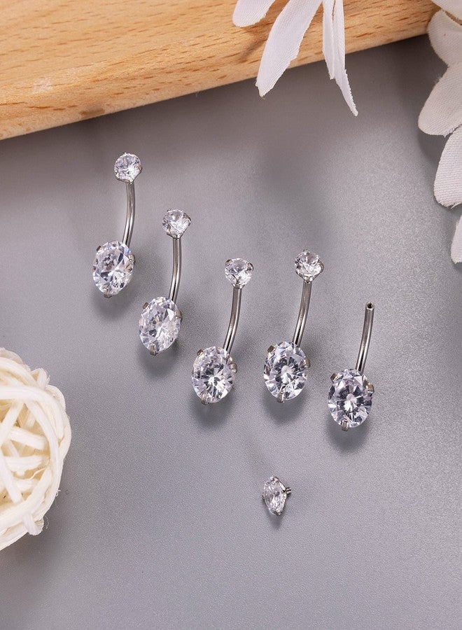 NICEIGHT 5Pcs 14G Surgical Steel Belly Button Ring for Women Belly Ring CZ Navel Rings for Women Barbells Body Piercing Jewelry with Tops Balls W - Image 4